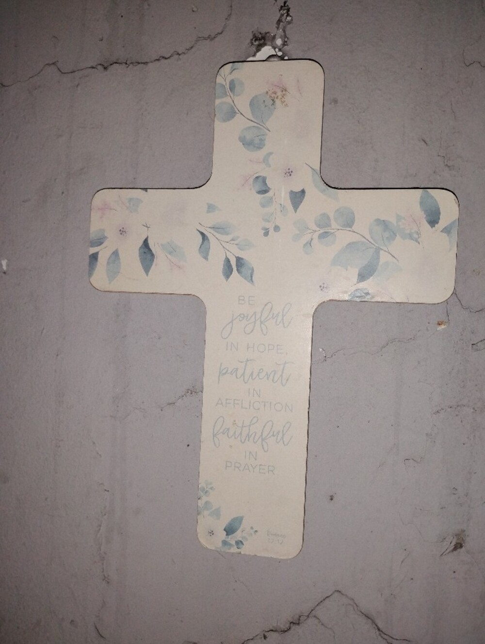 Inspirational Floral Cross Wall Decor in Light Blue